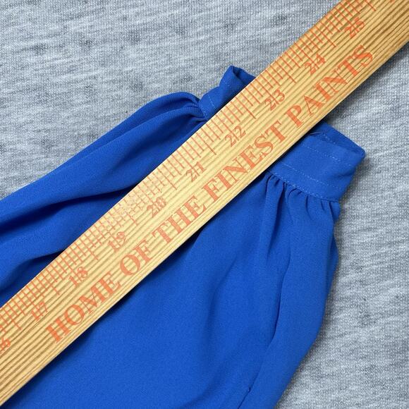 Vintage Givenchy For Chesa Mother Of Pearl Button Up Blouse Blue Size 6 Pleated - Picture 13 of 15